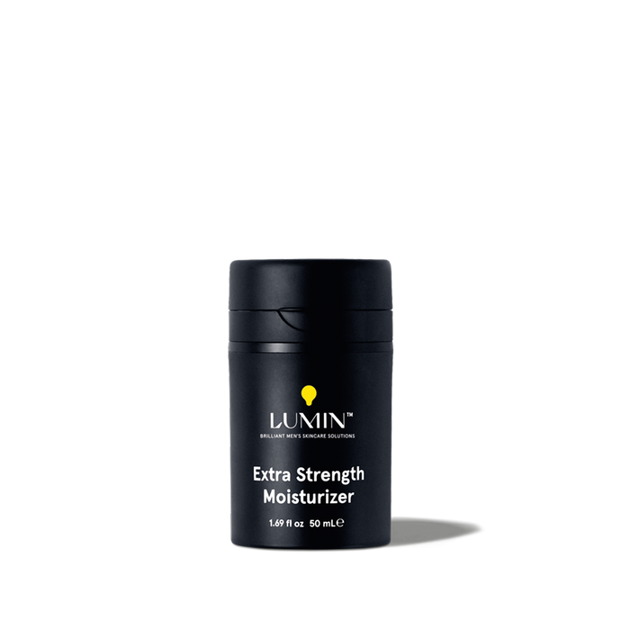 Lumin Extra Strength Moisturizer 50ml black bottle men's skincare hydrating cream for dry skin.