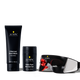 Lumin men's skincare set with charcoal face wash, daily face moisturizer, and LED light therapy mask for detox and hydration.