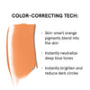 Orange color-correcting makeup swatch with skin-smart pigments to neutralize blue tones and reduce dark circles.