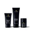 Lumin men's charcoal skincare set with deep detox scrub, daily detox face wash, and instant redness corrector cream