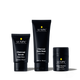 Lumin men's charcoal skincare set with deep detox scrub, daily detox face wash, and instant redness corrector cream
