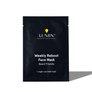 Lumin Weekly Reboot Beard-Friendly Face Mask single-use sheet for men's skincare and hydration boost